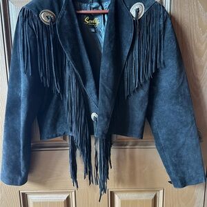 Scully Elegant Black Jacket with Silver Conch Accents (L)